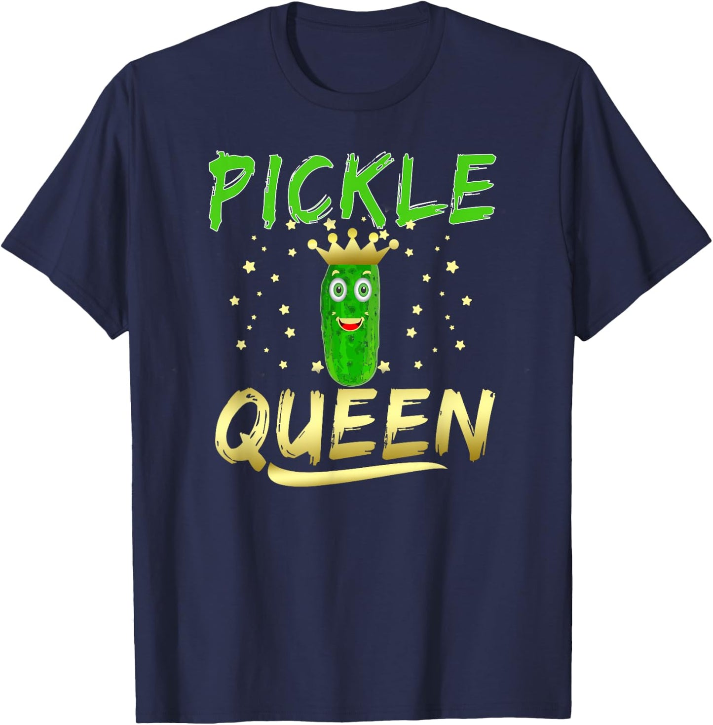 Pickle Queen Funny Pickle Enthusiast Cucumber T-Shirt - T-Shirt | Navy