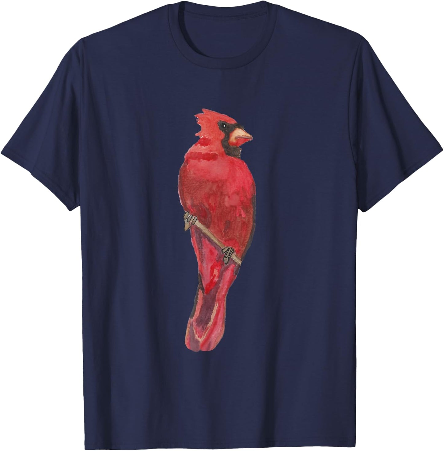 Red Watercolor Cardinal T-Shirt - T-Shirt | Navy