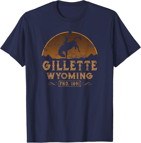 Gillette, Wyoming WY Wild West Rodeo Cowboy T-Shirt - T-Shirt | Navy