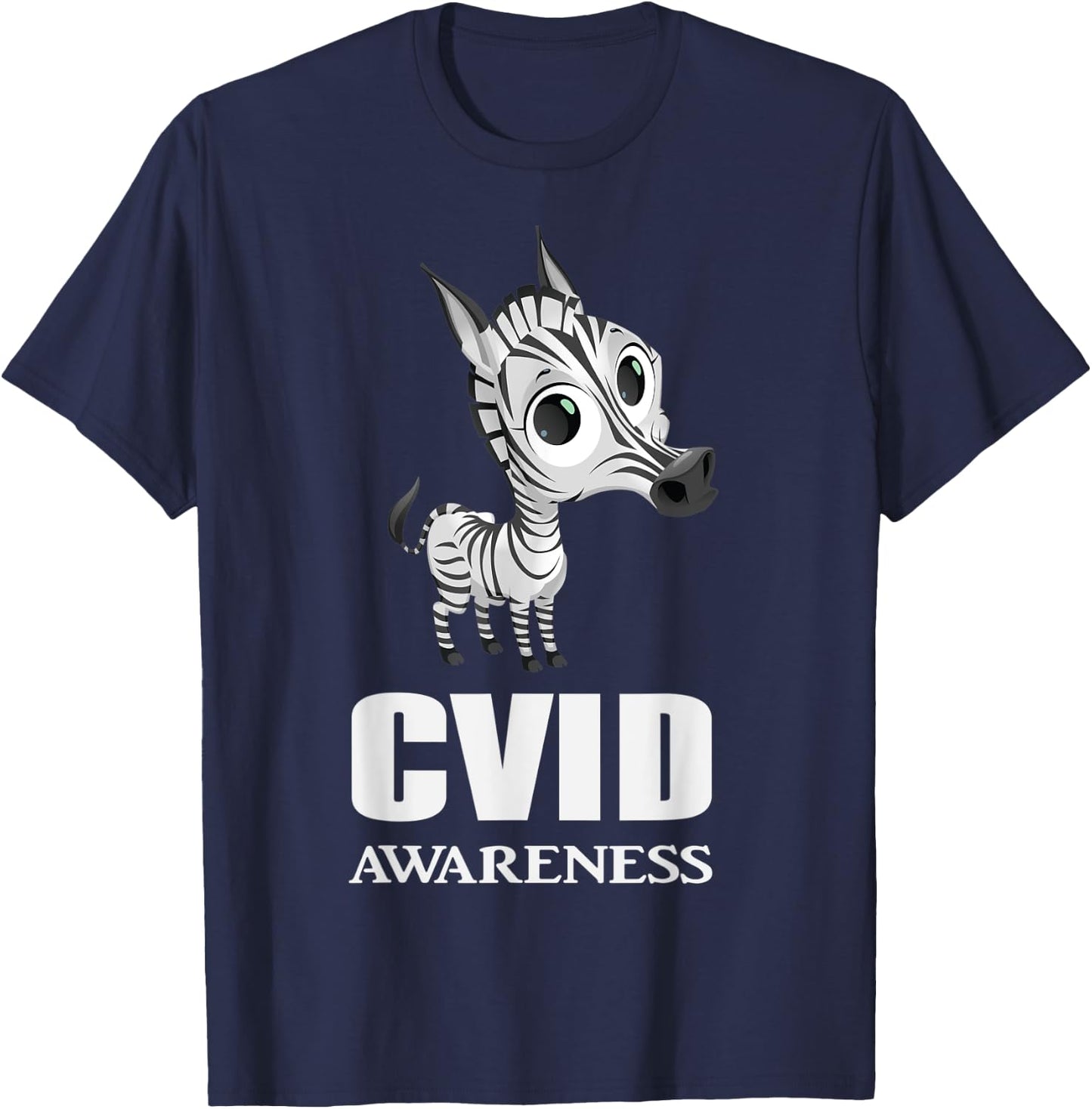 CVID Awareness Ribbon Common Variable Immunodeficiency Zebra T-Shirt - T-Shirt | Navy
