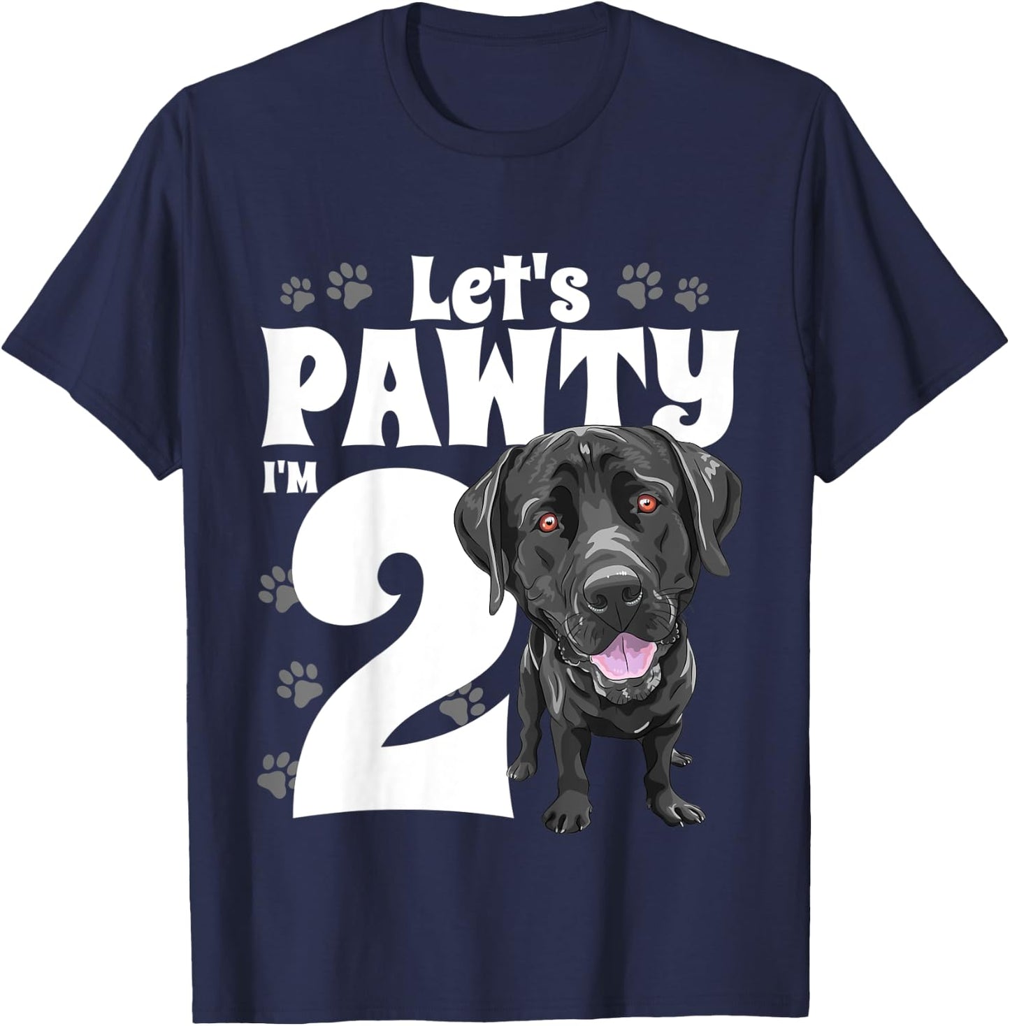 2 Year Old Black Lab Dog Birthday Pawty Labrador 2nd Gift Kids T-Shirt - T-Shirt | Navy