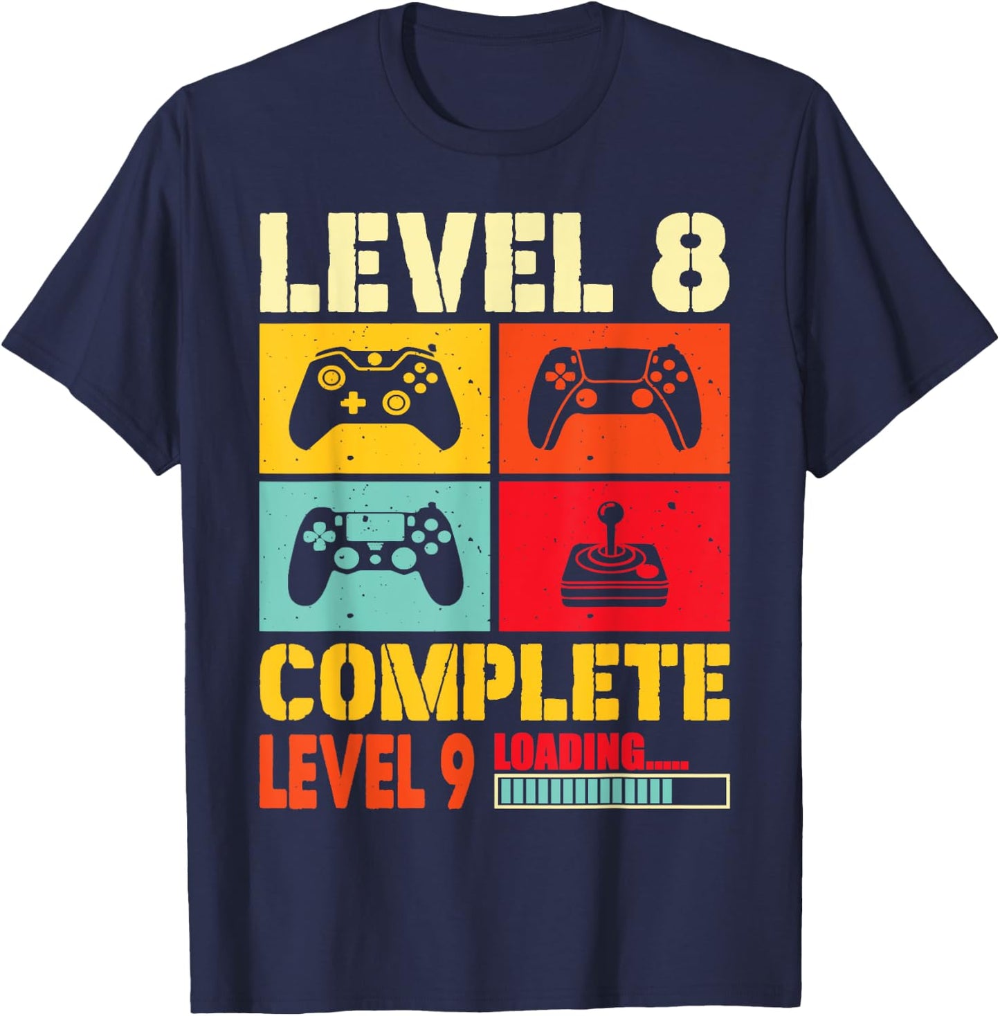 Funny Level 8 Complete - Vintage 8 years Wedding Anniversary T-Shirt - T-Shirt | Navy