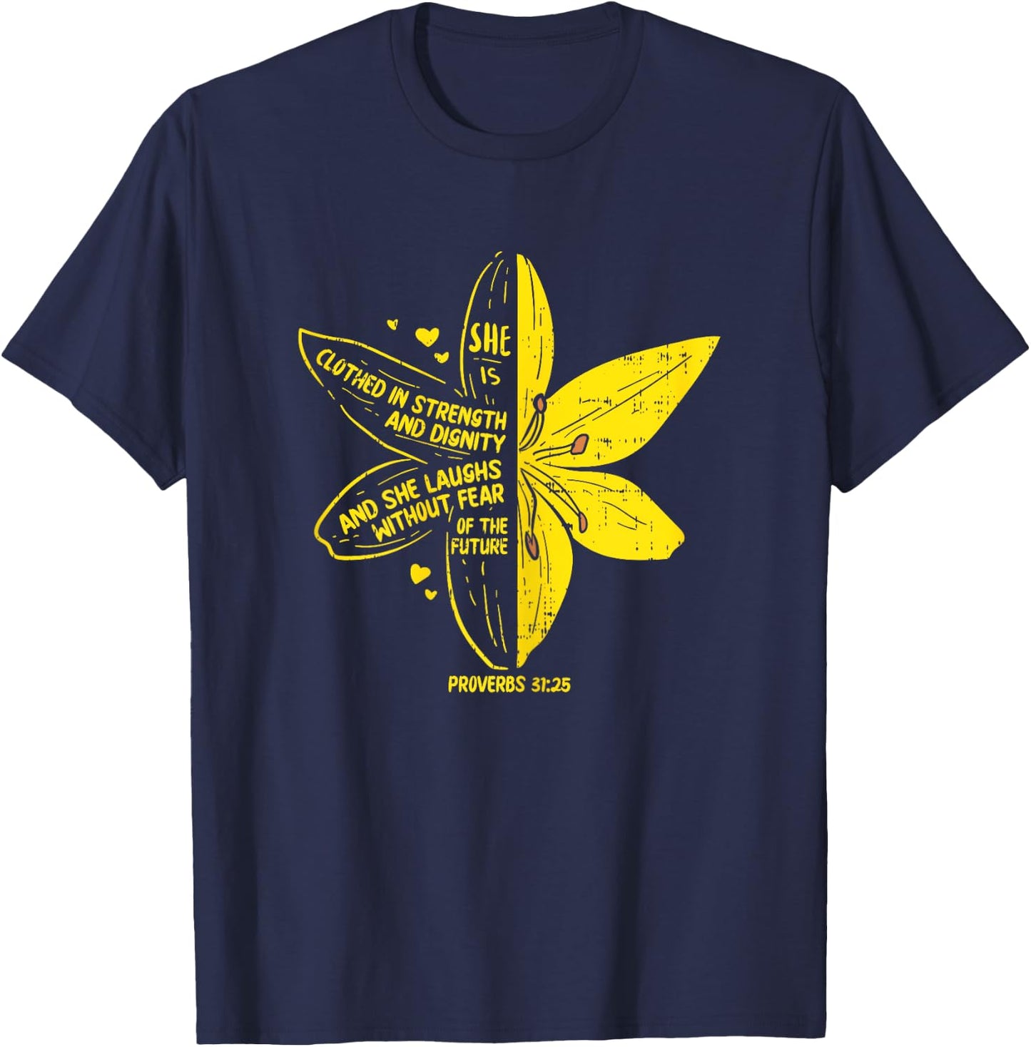 She's Clothed Strength Verse Bible Jesus God Christian Gift T-Shirt - T-Shirt | Navy
