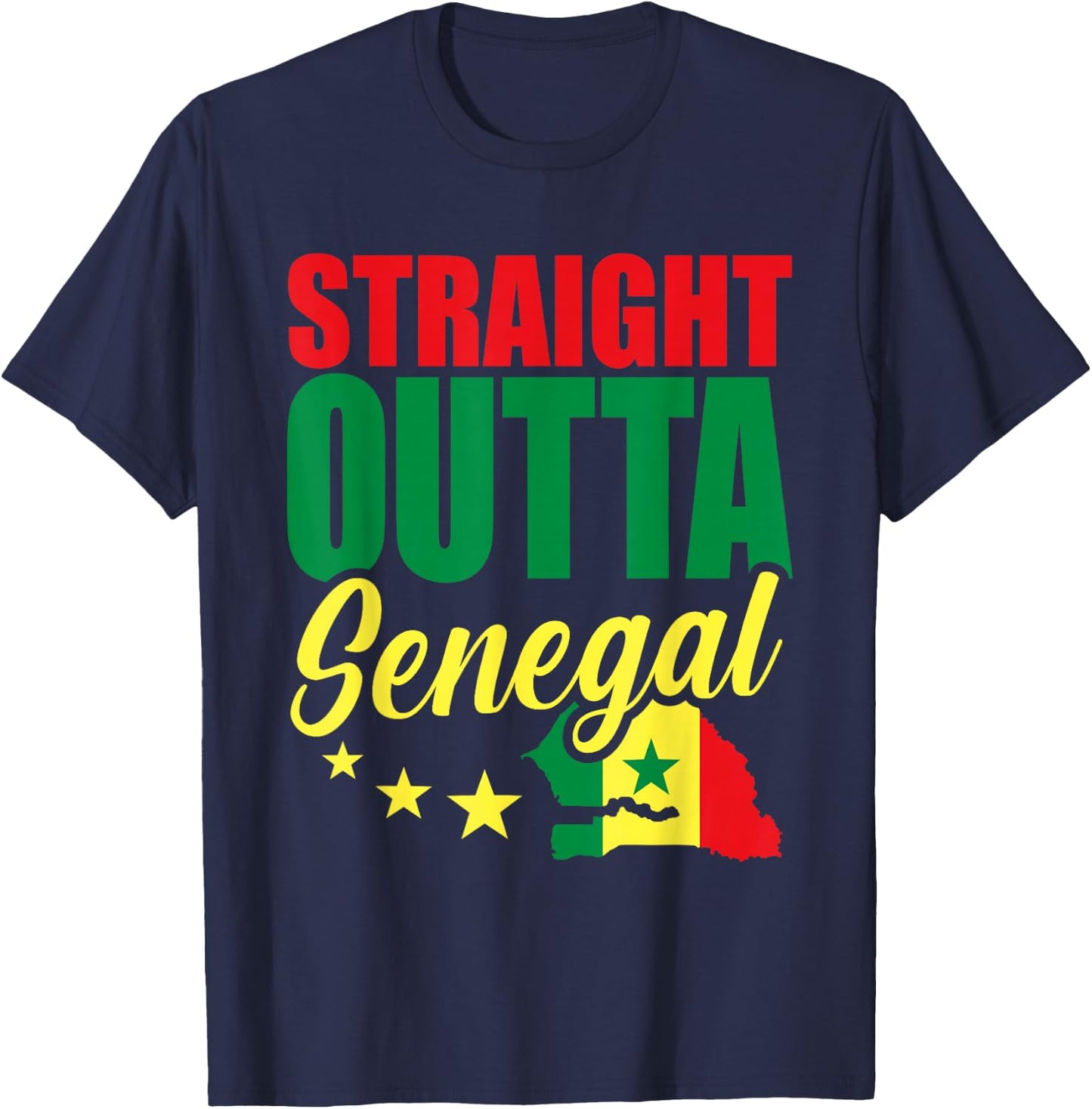 Funny Senegal Flag Shirt Roots From Usa Senegal T-Shirt - T-Shirt | Navy