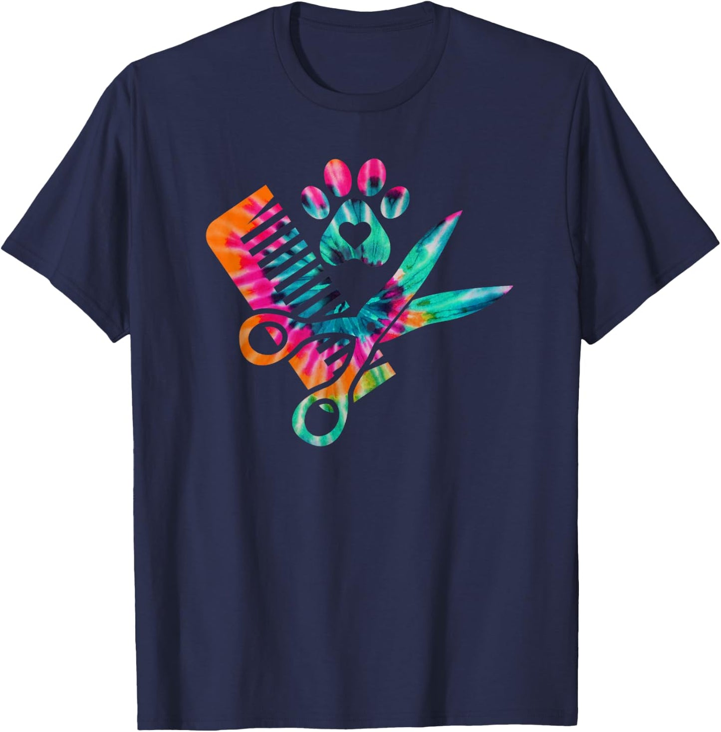 Dog Groomer Tie Dye cute for future Dog groomers Women Girls Kids T-Shirt - T-Shirt | Navy