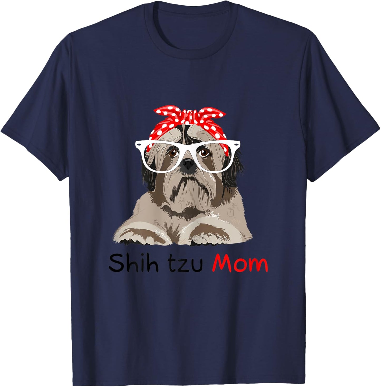 Shih Tzu Mom Bandana Shih Tzu Dog T-Shirt - T-Shirt | Navy