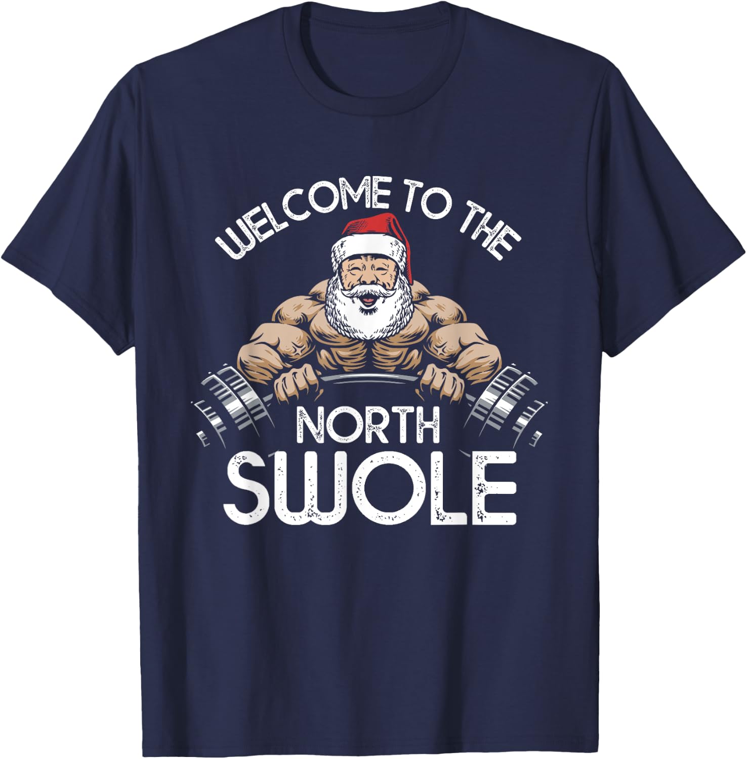 Funny Christmas Shirt North Swole Santa Claus Exercise Gym T-Shirt - T-Shirt | Navy