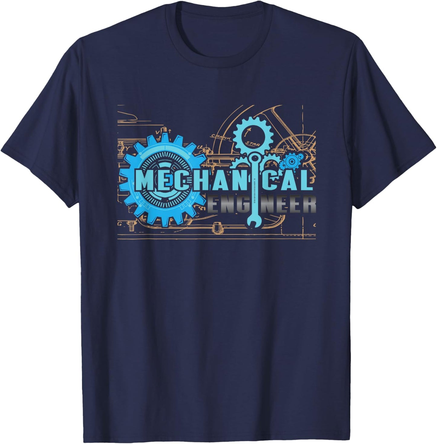 Mechanical Engineer Gears Wrench Technical Design T-Shirt - T-Shirt | Navy