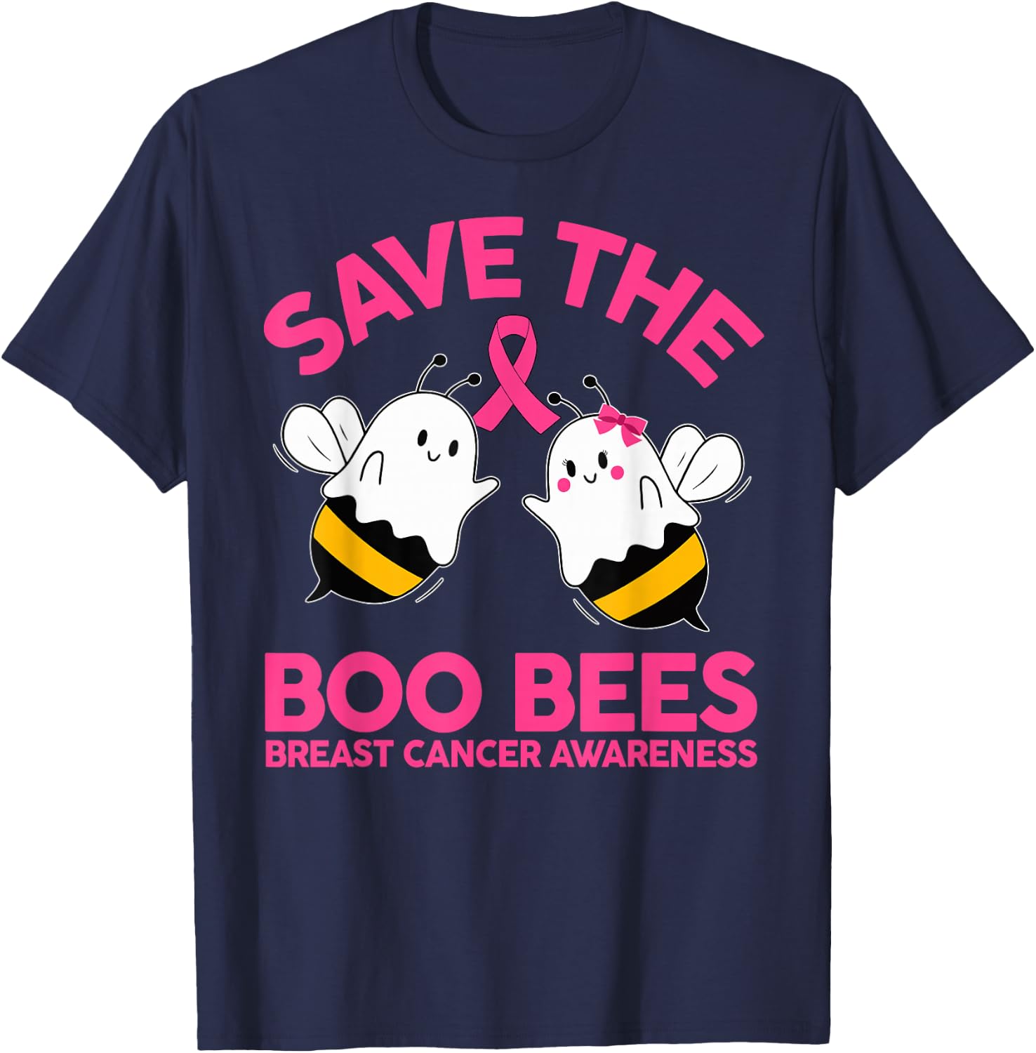 Save The Boobees Boo Bees Breast Cancer Halloween Women T-Shirt - T-Shirt | Navy