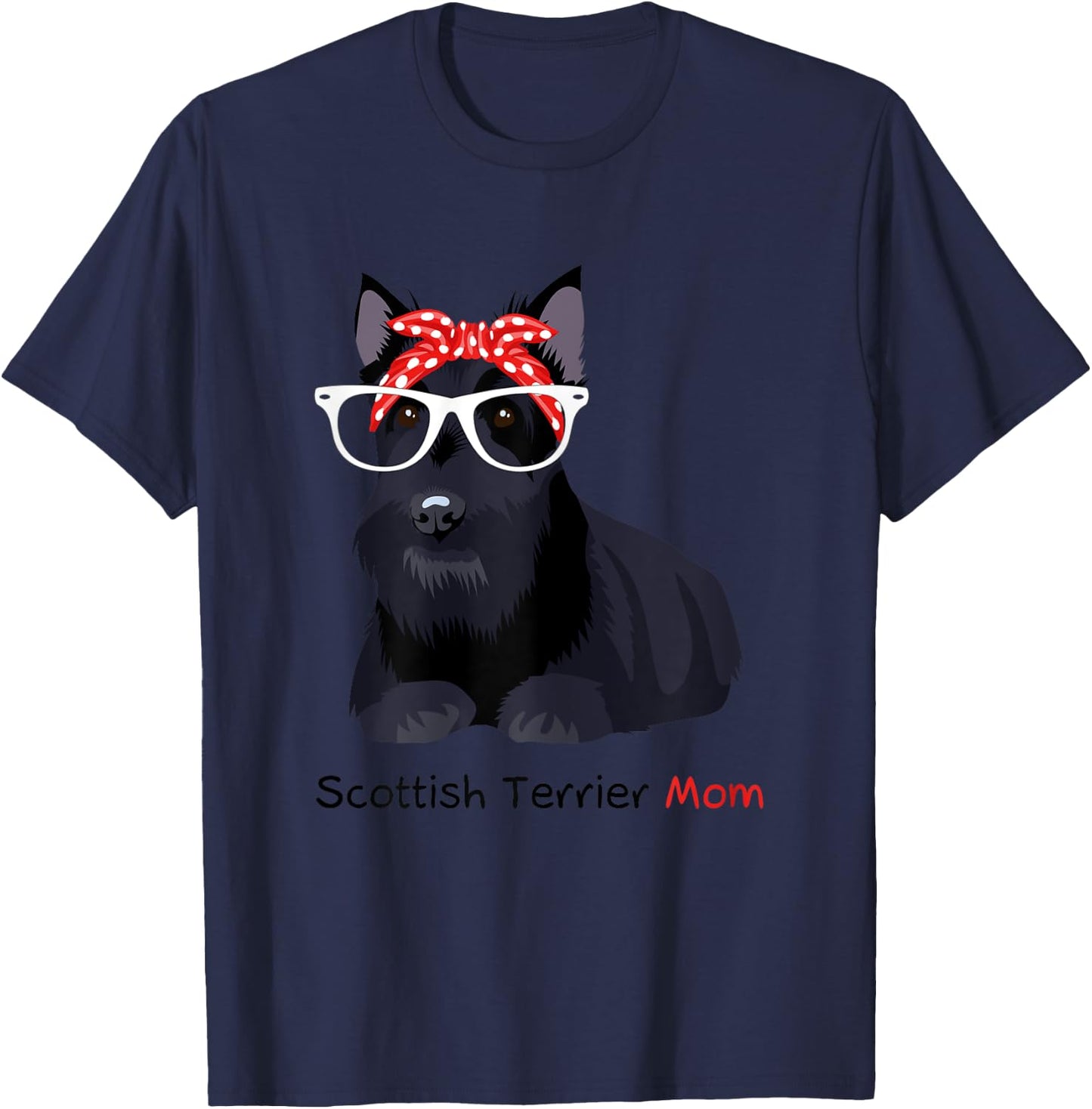 Scottish Terrier Mom Bandana Scottie Dog T-Shirt - T-Shirt | Navy