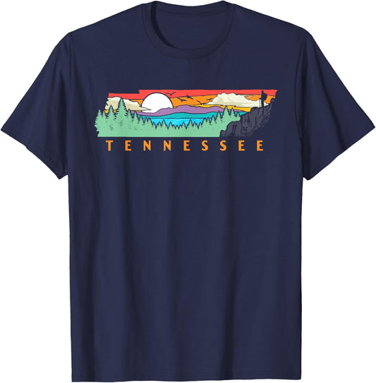 Tennessee Mountains & Outdoors State Pride Nature Graphic T-Shirt - T-Shirt | Navy