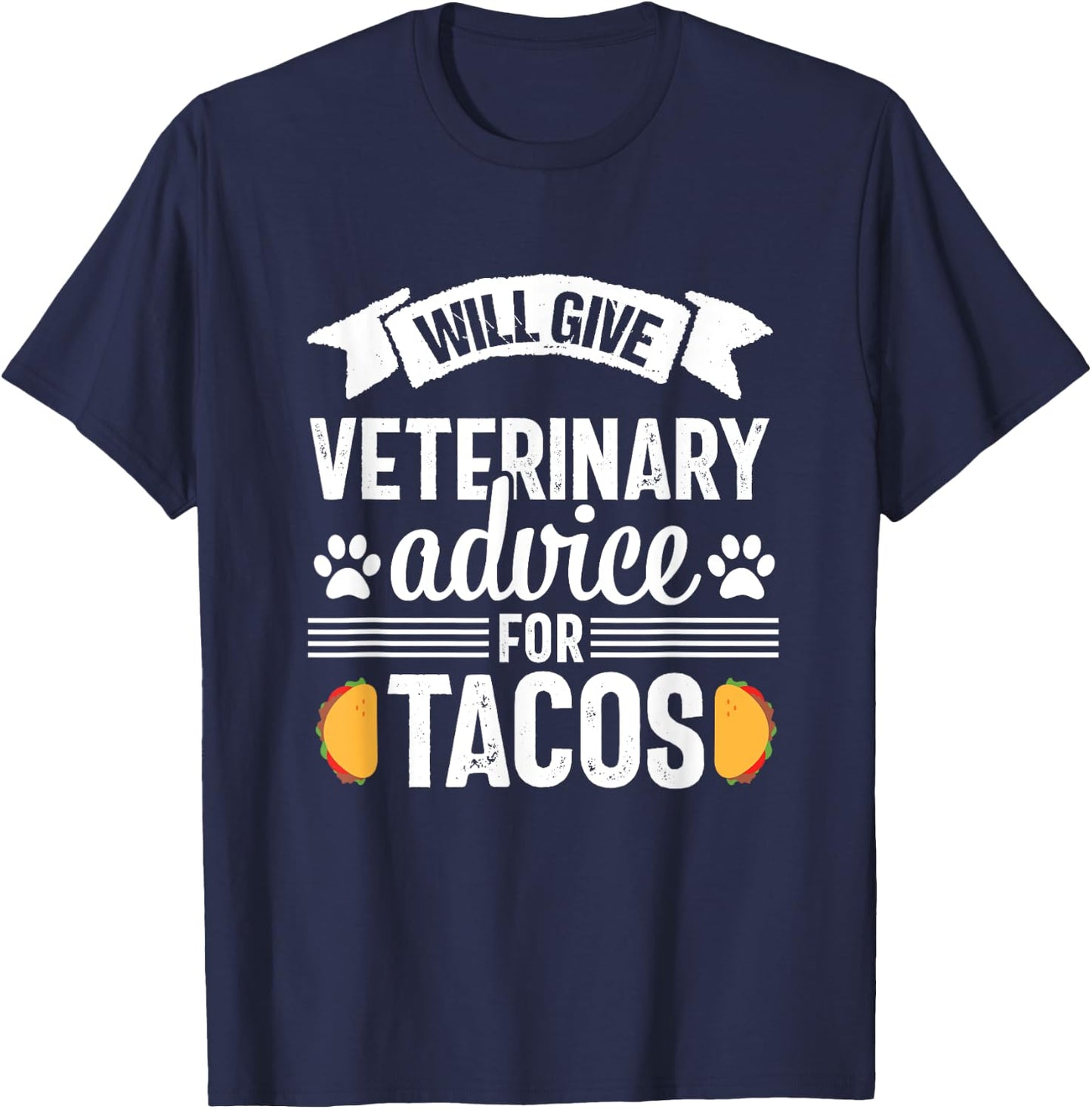 Funny Vet Tech Tacos Veterinary Assistant Animal Lover T-Shirt - T-Shirt | Navy