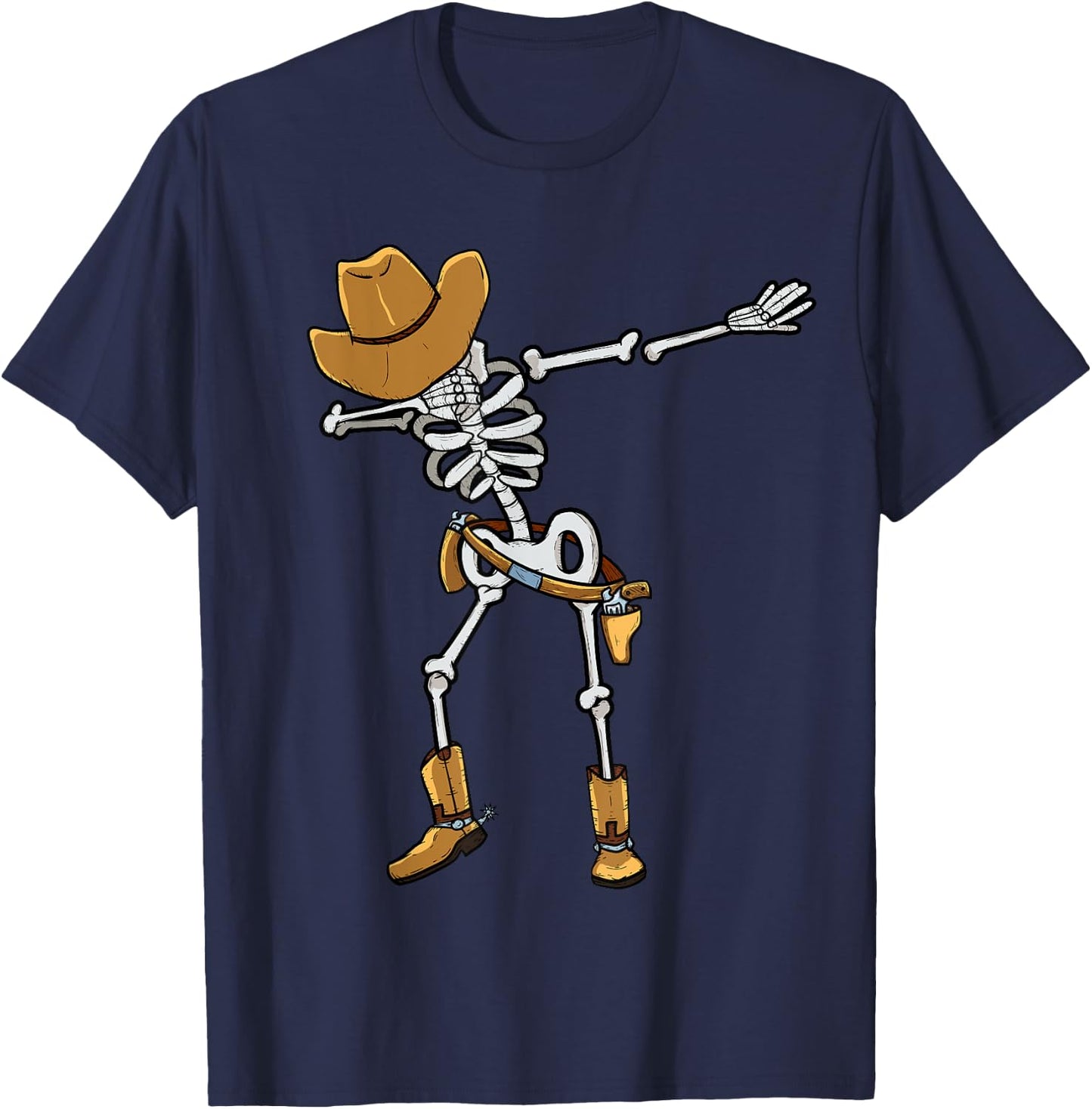 Dabbing Skeleton Cowboy Hat Halloween Jolly Roger For Boys T-Shirt - T-Shirt | Navy