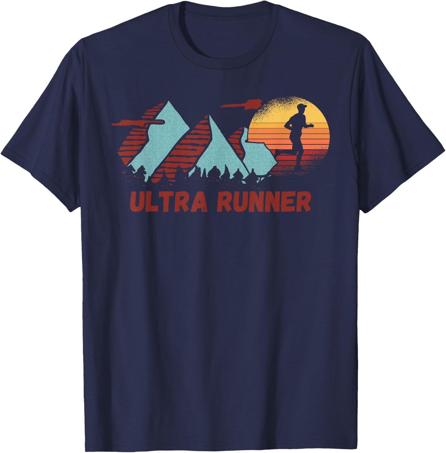 Ultra Runner Vintage Retro Runner Marathon Running Jogger T-Shirt - T-Shirt | Navy