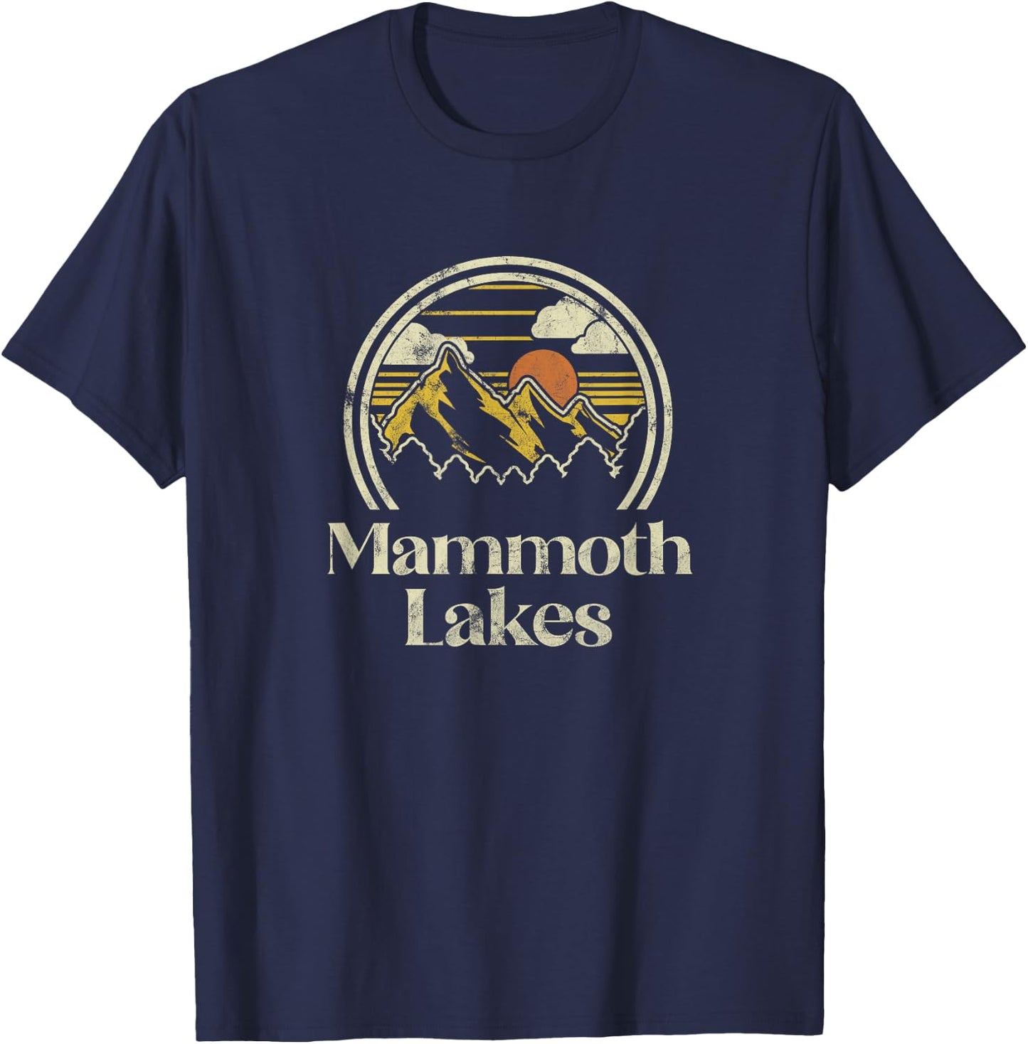 Vintage Mammoth Lakes Mountains California Hiking Camp Retro T-Shirt - T-Shirt | Navy