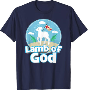 Lamb of God Agnus Dei Easter Catholic Kids Girls Boys T-Shirt - T-Shirt | Navy