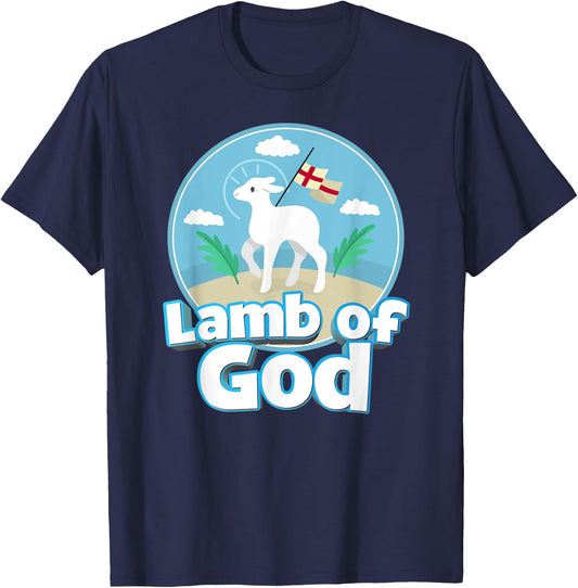 Lamb of God Agnus Dei Easter Catholic Kids Girls Boys T-Shirt - T-Shirt | Navy