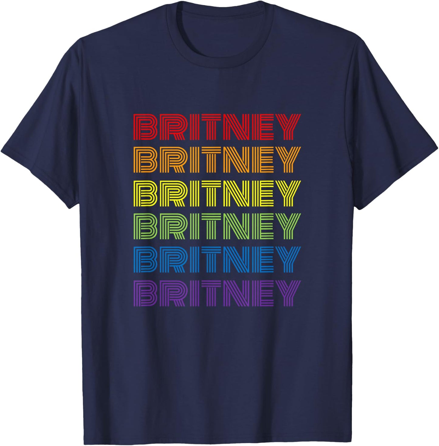 Retro Style Britney Rainbow T-Shirt - T-Shirt | Navy