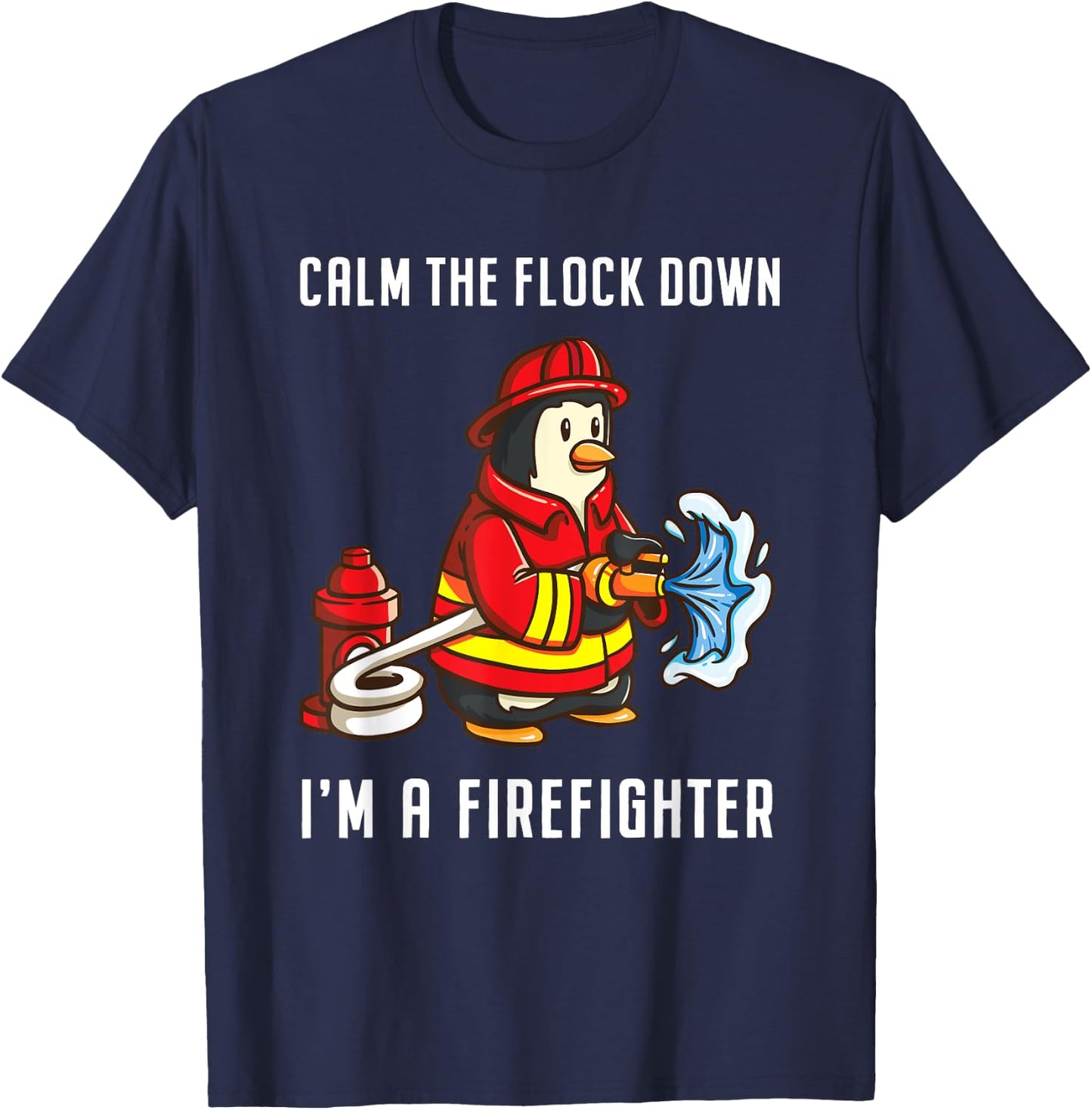 Fireman Penguin Gifts for Fireman Boys T-Shirt - T-Shirt | Navy