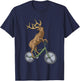 Bicycle Elk Shirt Boys Deer T Shirt Women Forest Nature Elk T-Shirt - T-Shirt | Navy