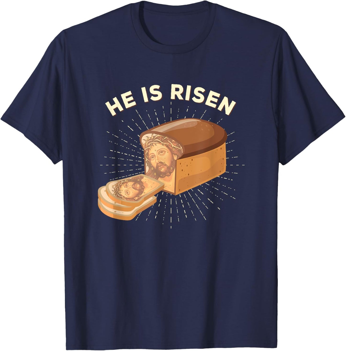 He is Risen Jesus Christ Easter Word Game Bread Baker T-Shirt - T-Shirt | Navy