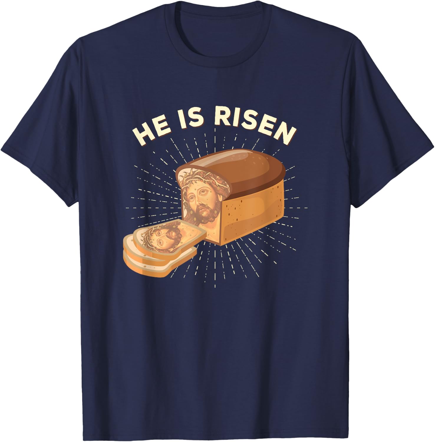 He is Risen Jesus Christ Easter Word Game Bread Baker T-Shirt - T-Shirt | Navy