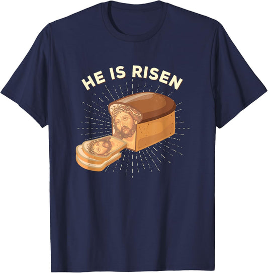 He is Risen Jesus Christ Easter Word Game Bread Baker T-Shirt - T-Shirt | Navy