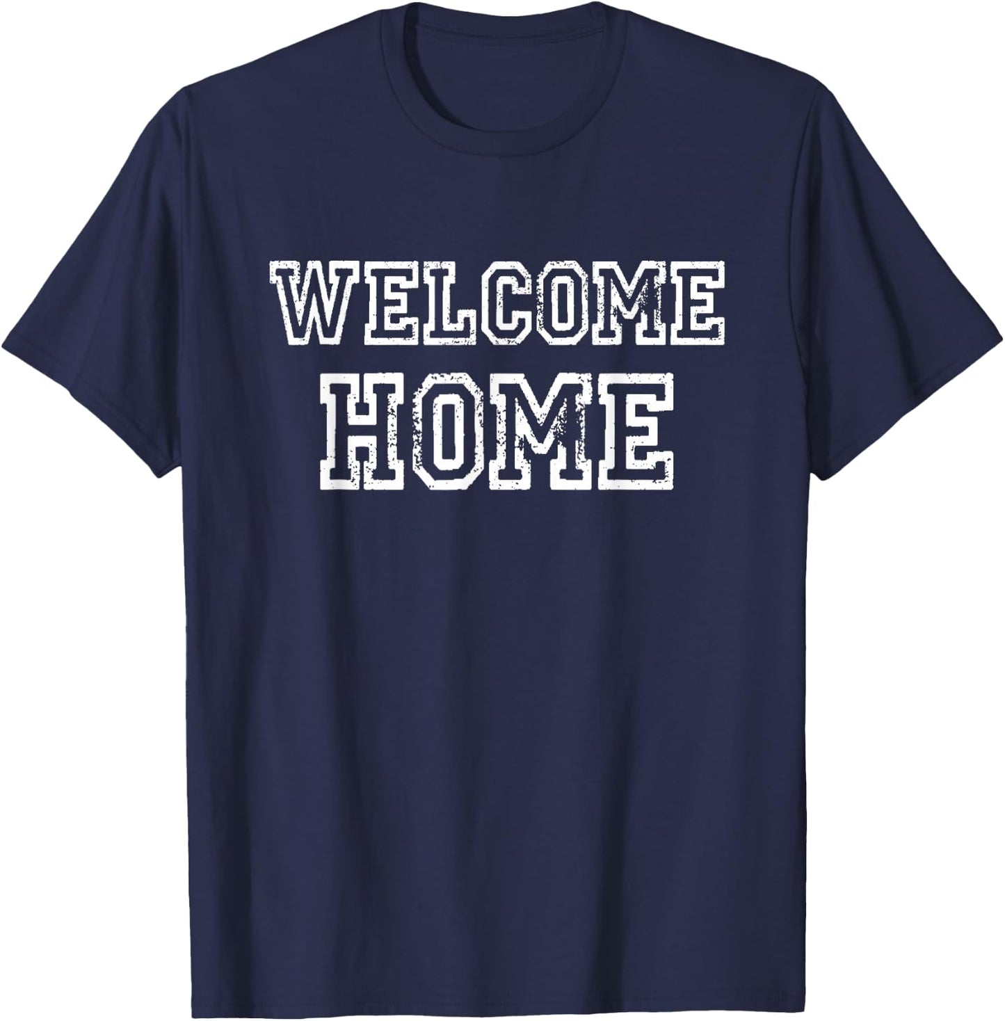 WELCOME HOME distressed white bold T-Shirt - T-Shirt | Navy
