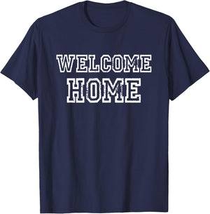 WELCOME HOME distressed white bold T-Shirt - T-Shirt | Navy