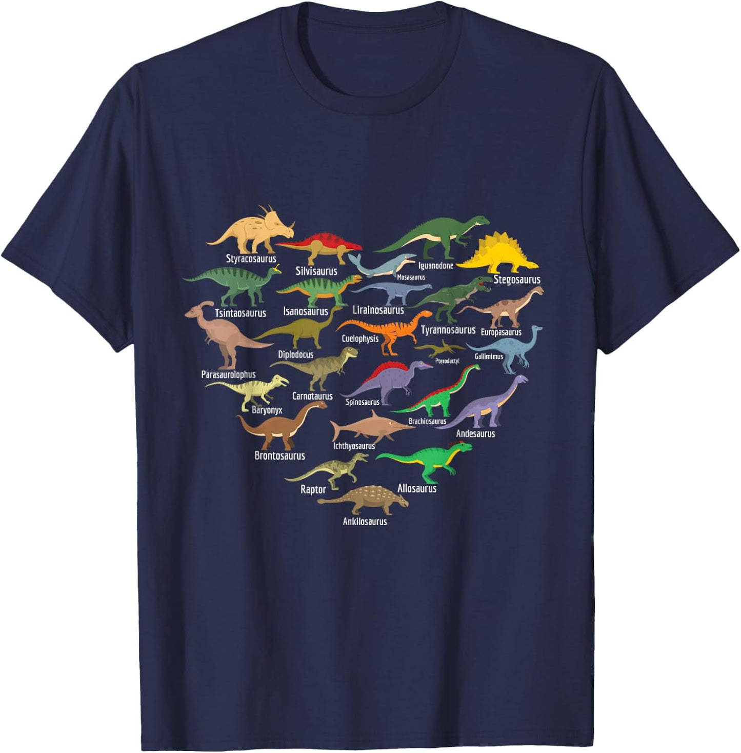 types of Dinosaurs heart Dino identification boys girls kids T-Shirt - T-Shirt | Navy