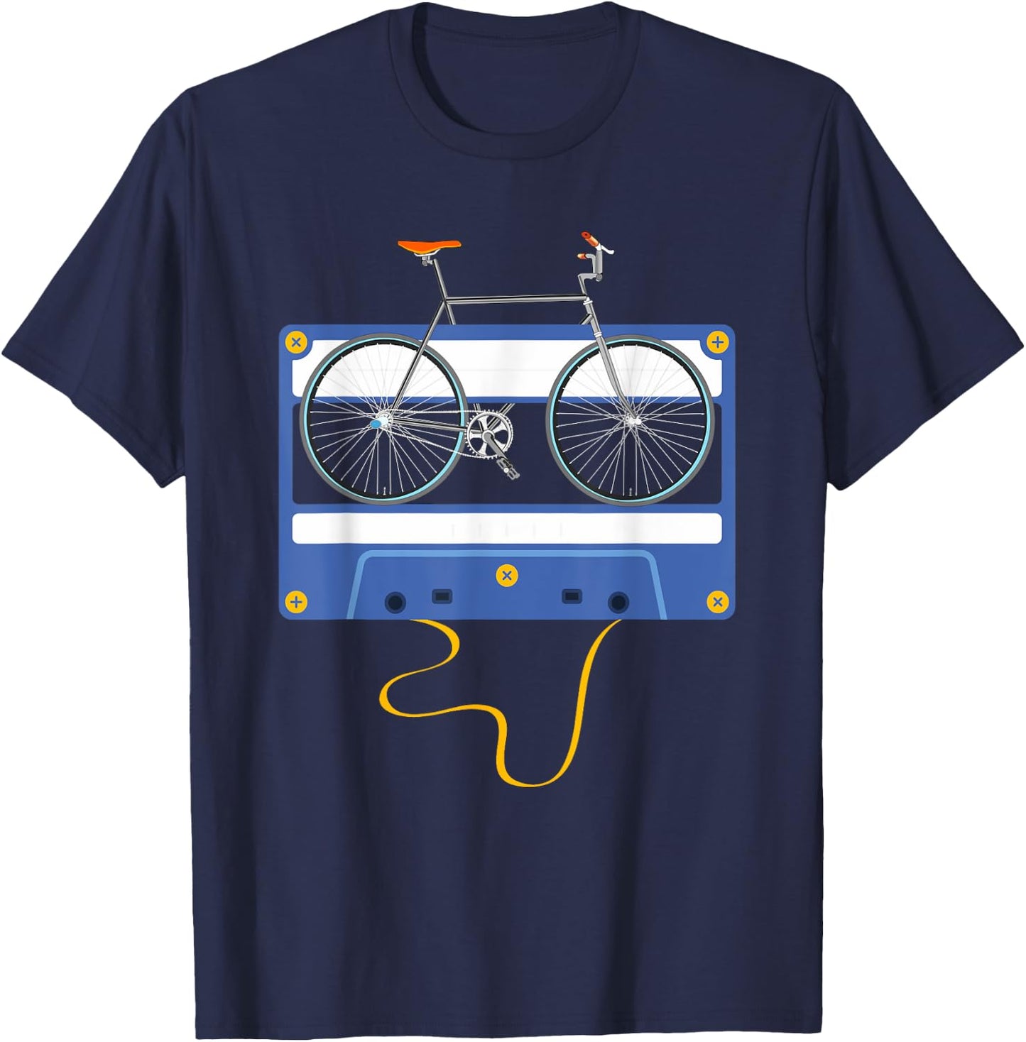 Vintage Cassette Cyclist Men Gift Biking Cycling Bicycle T-Shirt - T-Shirt | Navy