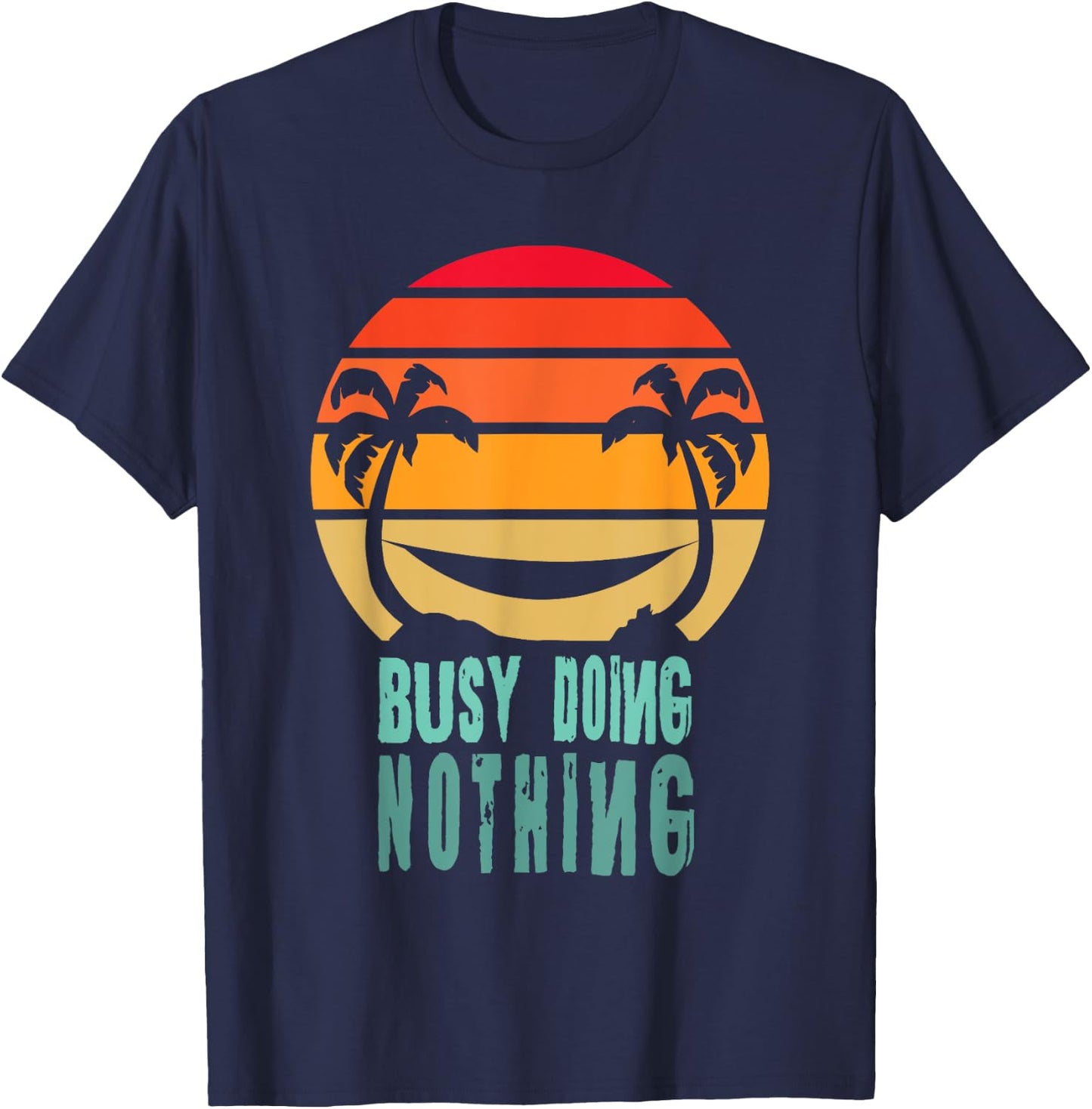 Busy Doing Nothing Sunset Hammock T-Shirt - T-Shirt | Navy