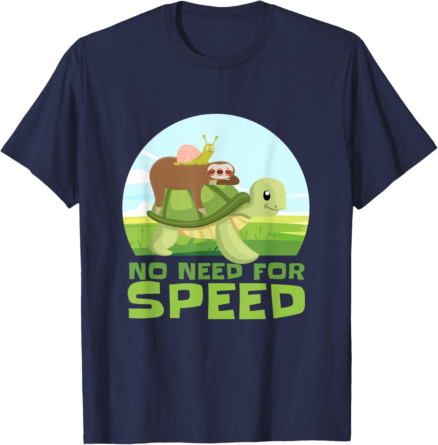 Funny Slow Moving Sloth Turtle Snail T-Shirt - T-Shirt | Navy