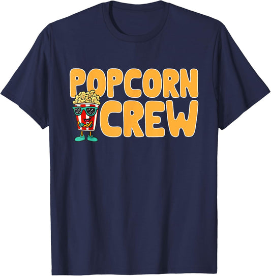 Popcorn Crew Movie Night Snack Popcorn T-Shirt - T-Shirt | Navy