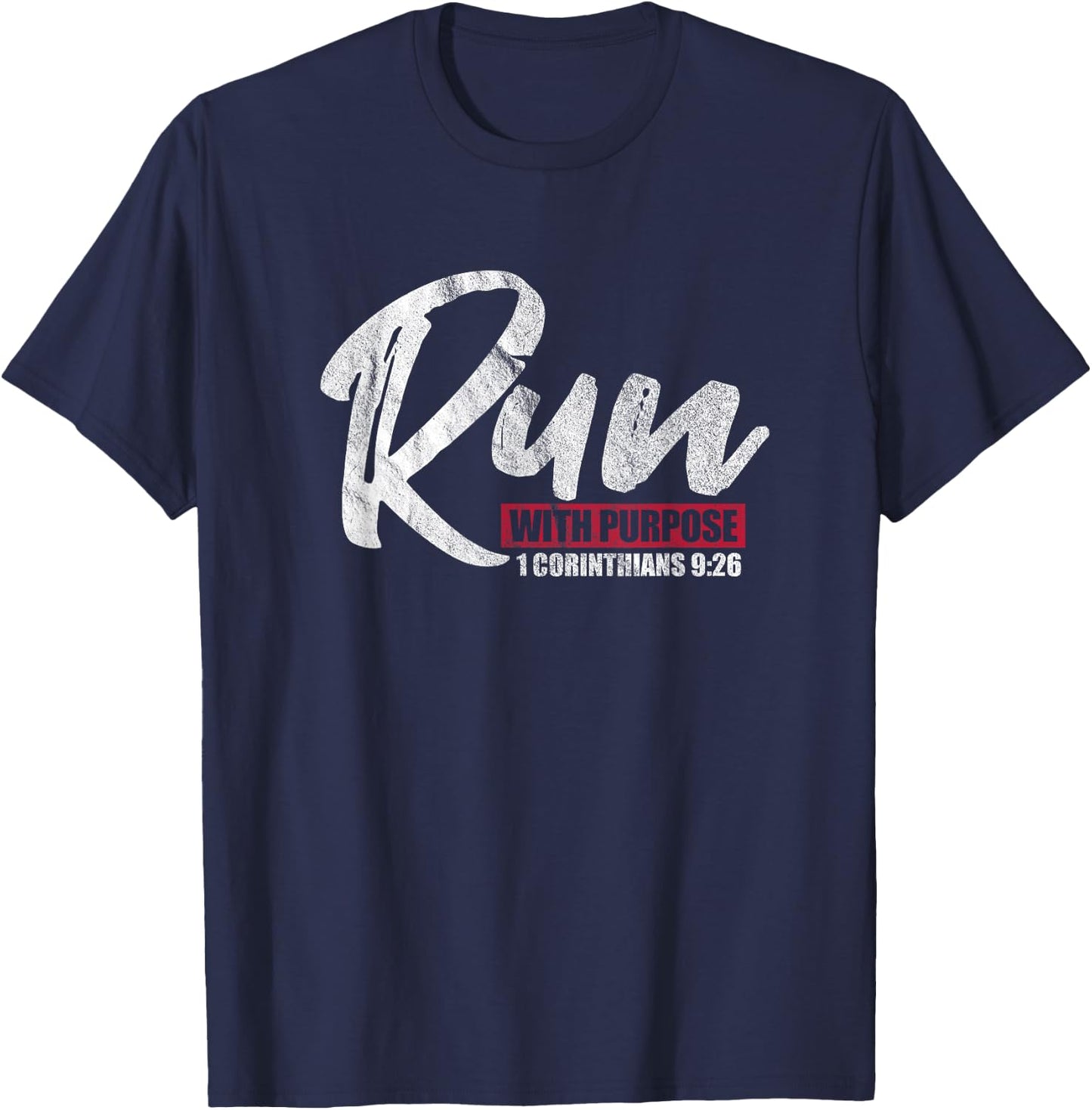 1 Corinthians 9:26 Christian Faith Running Runner T-Shirt - T-Shirt | Navy