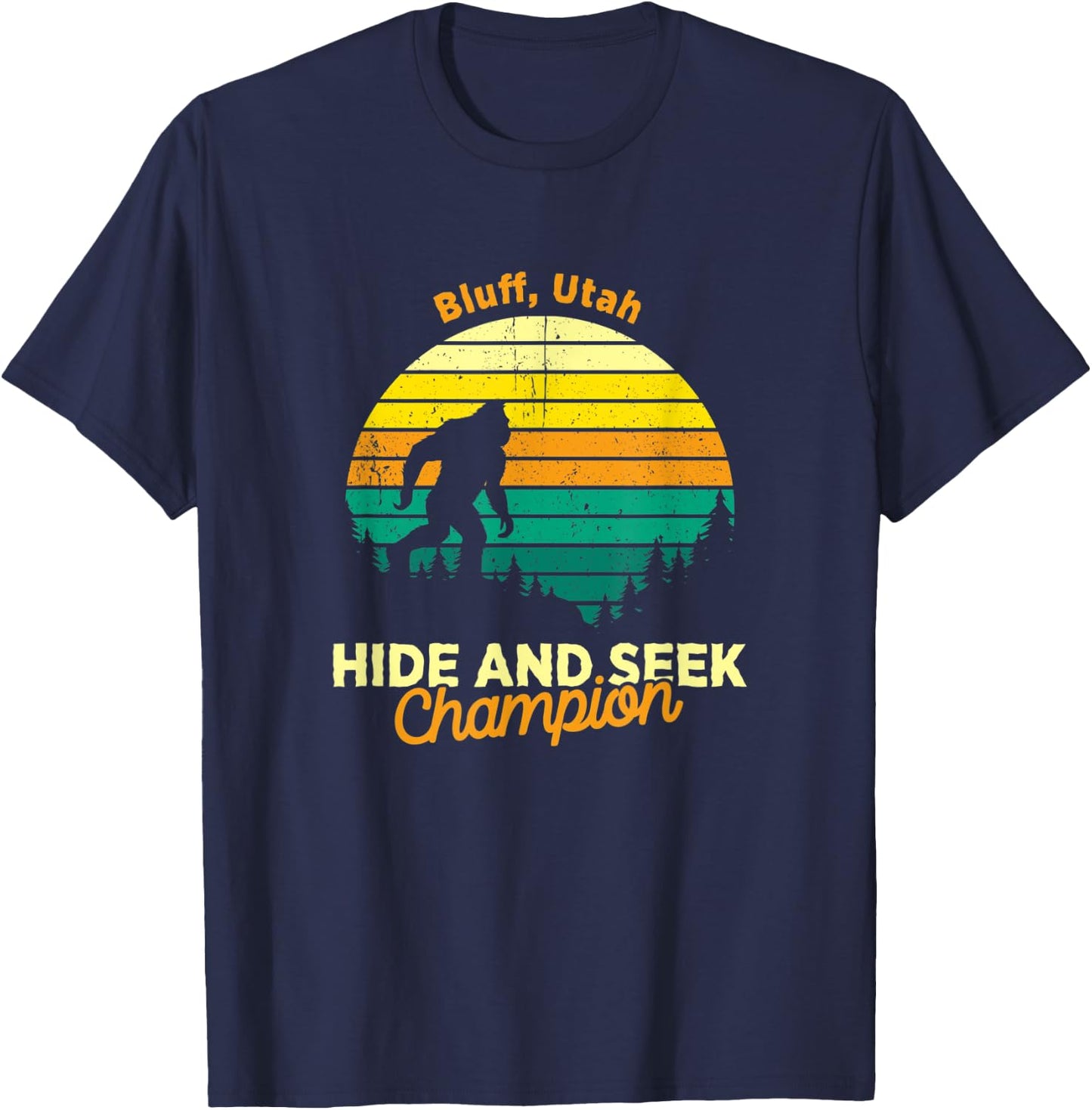 Vintage Bluff, Utah Mountain Hiking Souvenir Print T-Shirt - T-Shirt | Navy