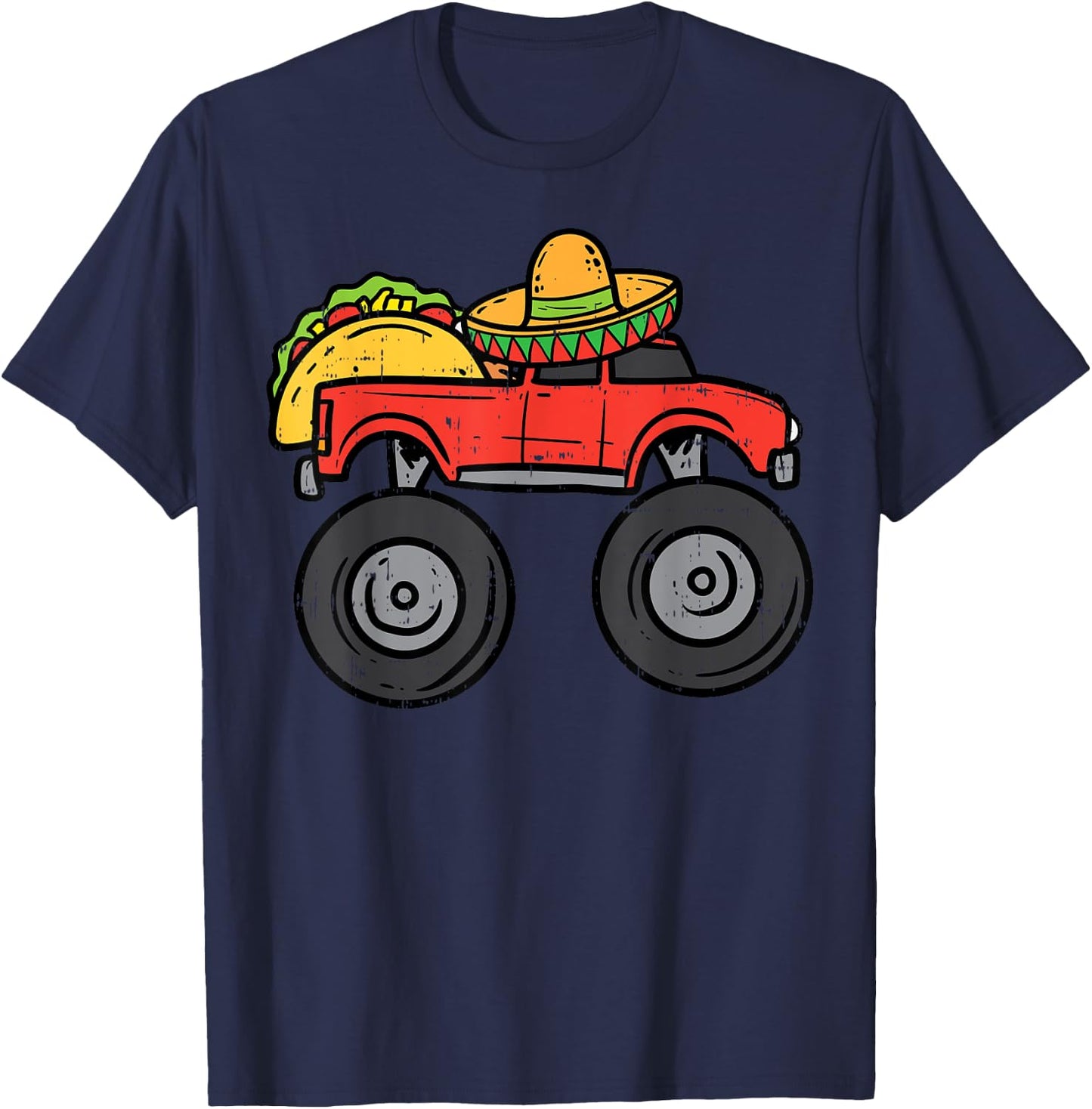 Taco Monster Truck Sombrero Cinco De Mayo Mexican Boys Kids T-Shirt - T-Shirt | Navy