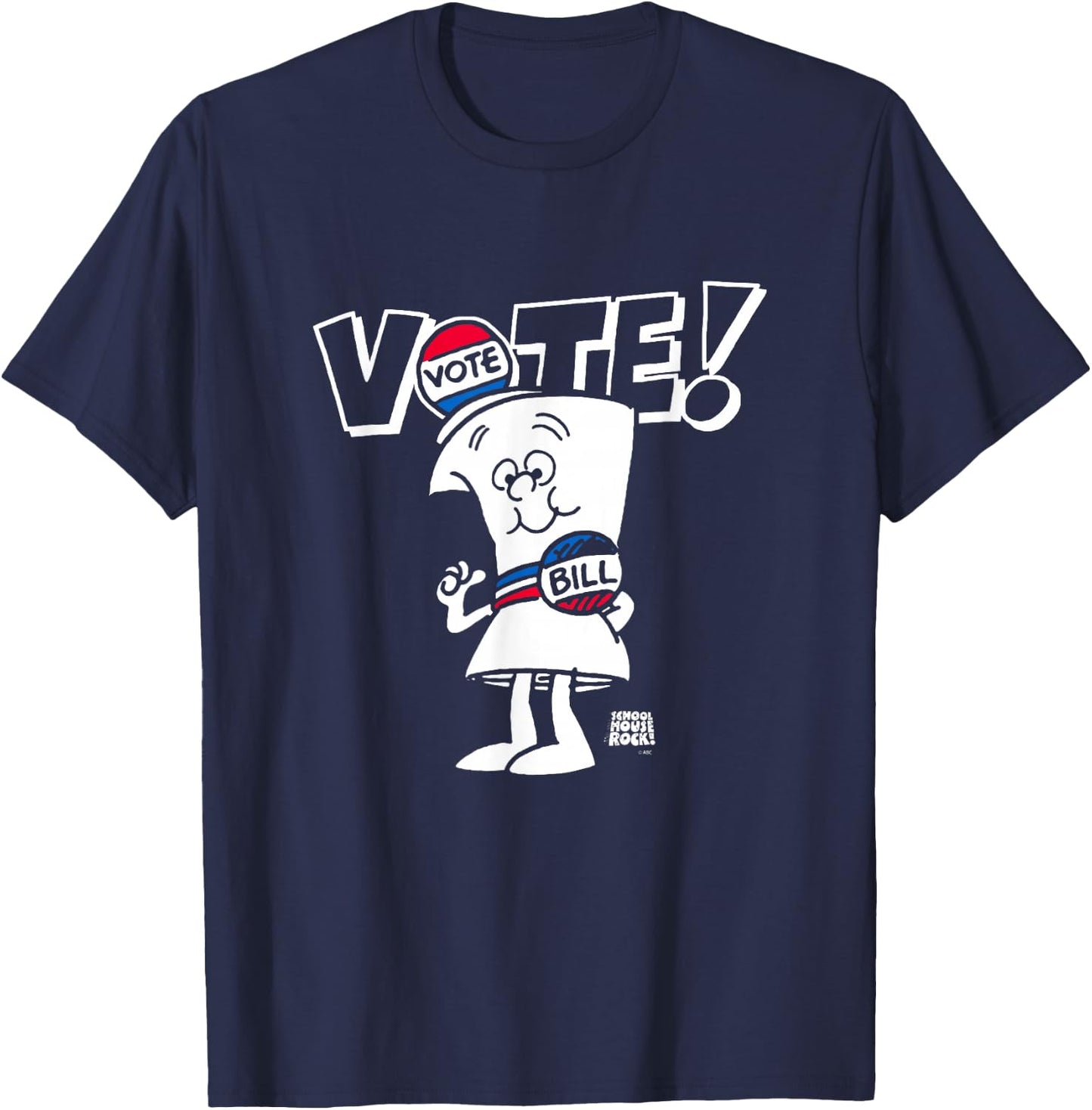 Schoolhouse Rock Vote with Bill Election Day Retro Cartoon T-Shirt - T-Shirt | Navy