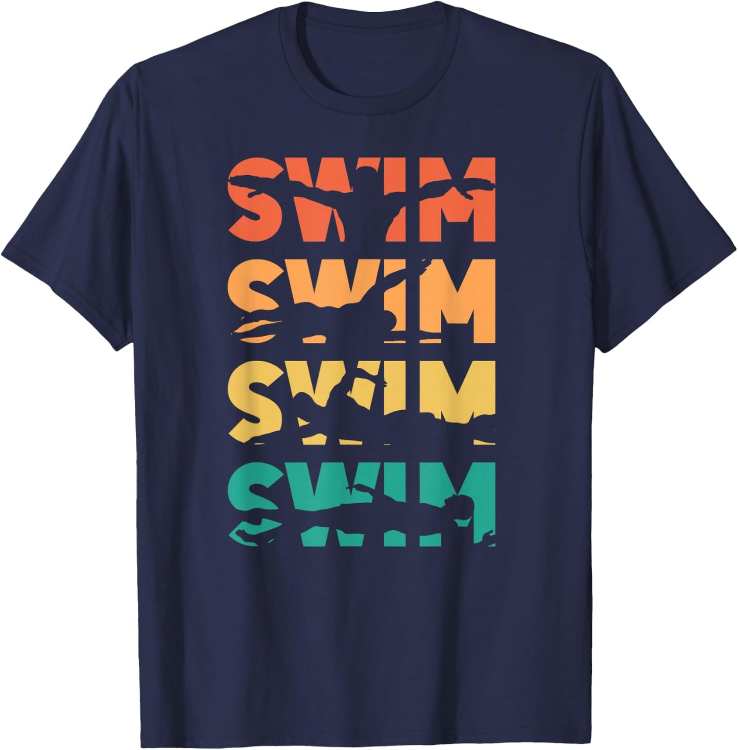 Swimming Swimmer Swim Retro Vintage T-Shirt - T-Shirt | Navy