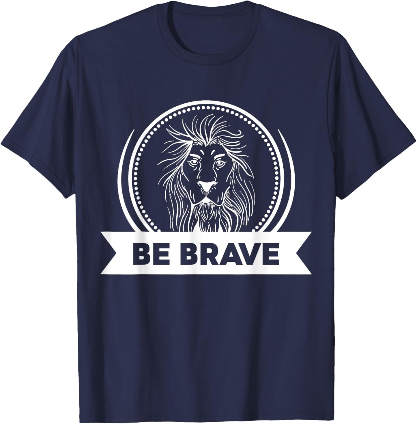 Be Brave White Lion T-Shirt - T-Shirt | Navy