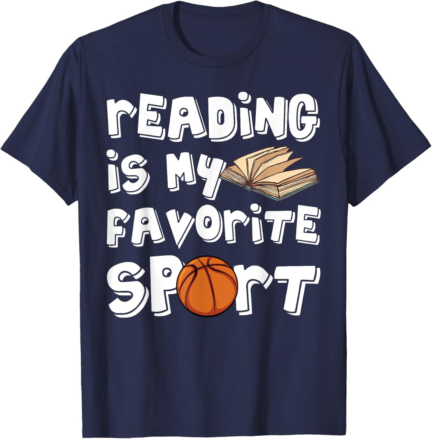 Reading is My Favorite Sport Basketball Player Book Day T-Shirt - T-Shirt | Navy