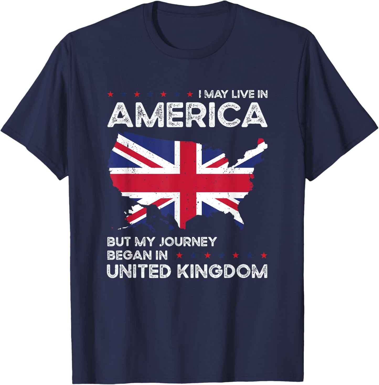 British American Patriot USA Grown United Kingdom UK US Flag T-Shirt - T-Shirt | Navy