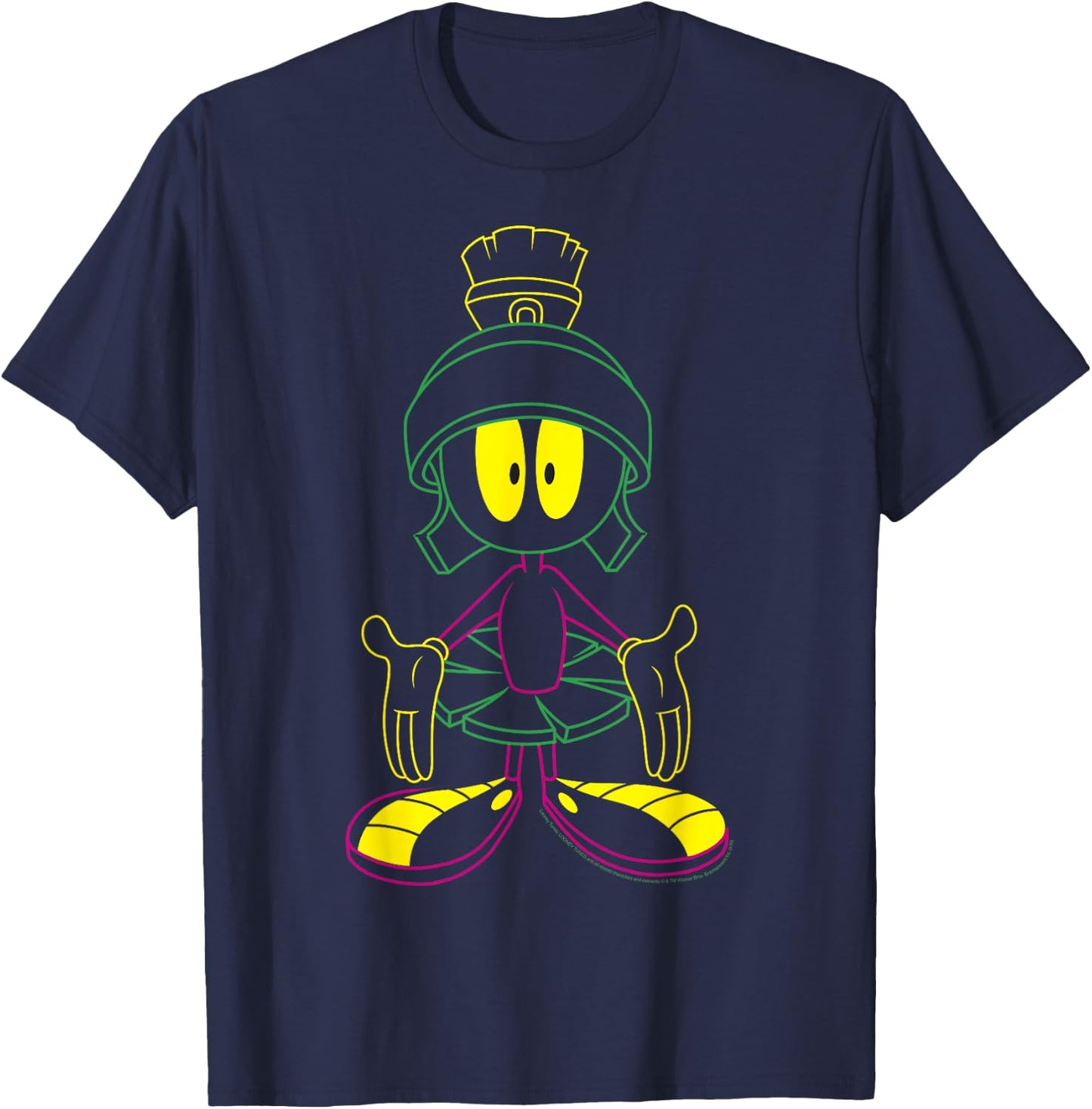 Looney Tunes Marvin The Martian Neon Outline T-Shirt - T-Shirt | Navy