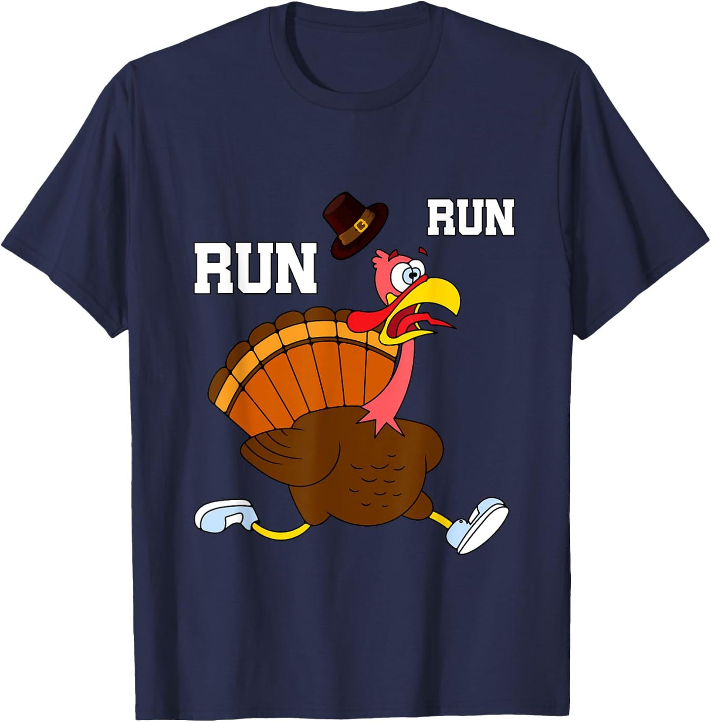 Turkey Run Costume Funny Thanksgiving Running Turkey Trot T-Shirt - T-Shirt | Navy