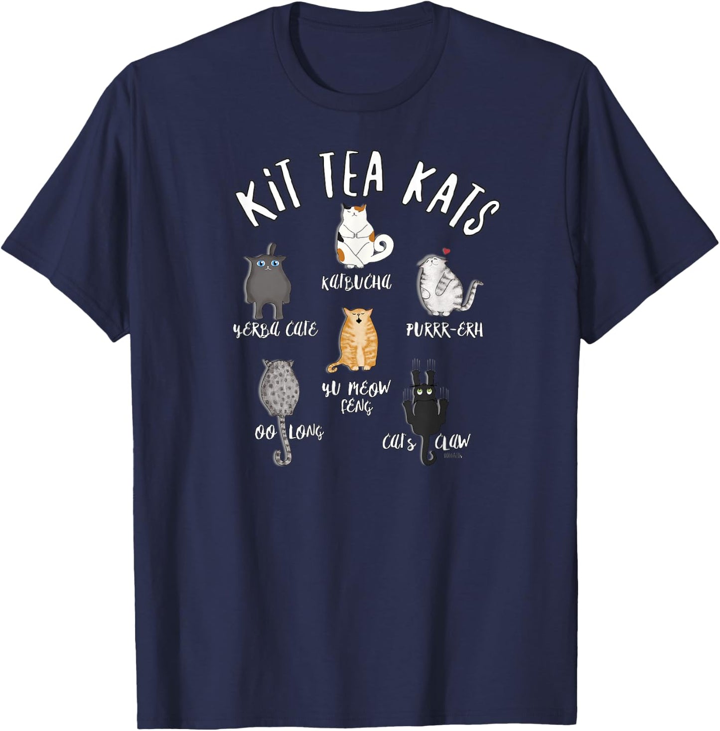 Funny Cute Cats LOVE Tea T- KIT TEA KATS T-Shirt - T-Shirt | Navy
