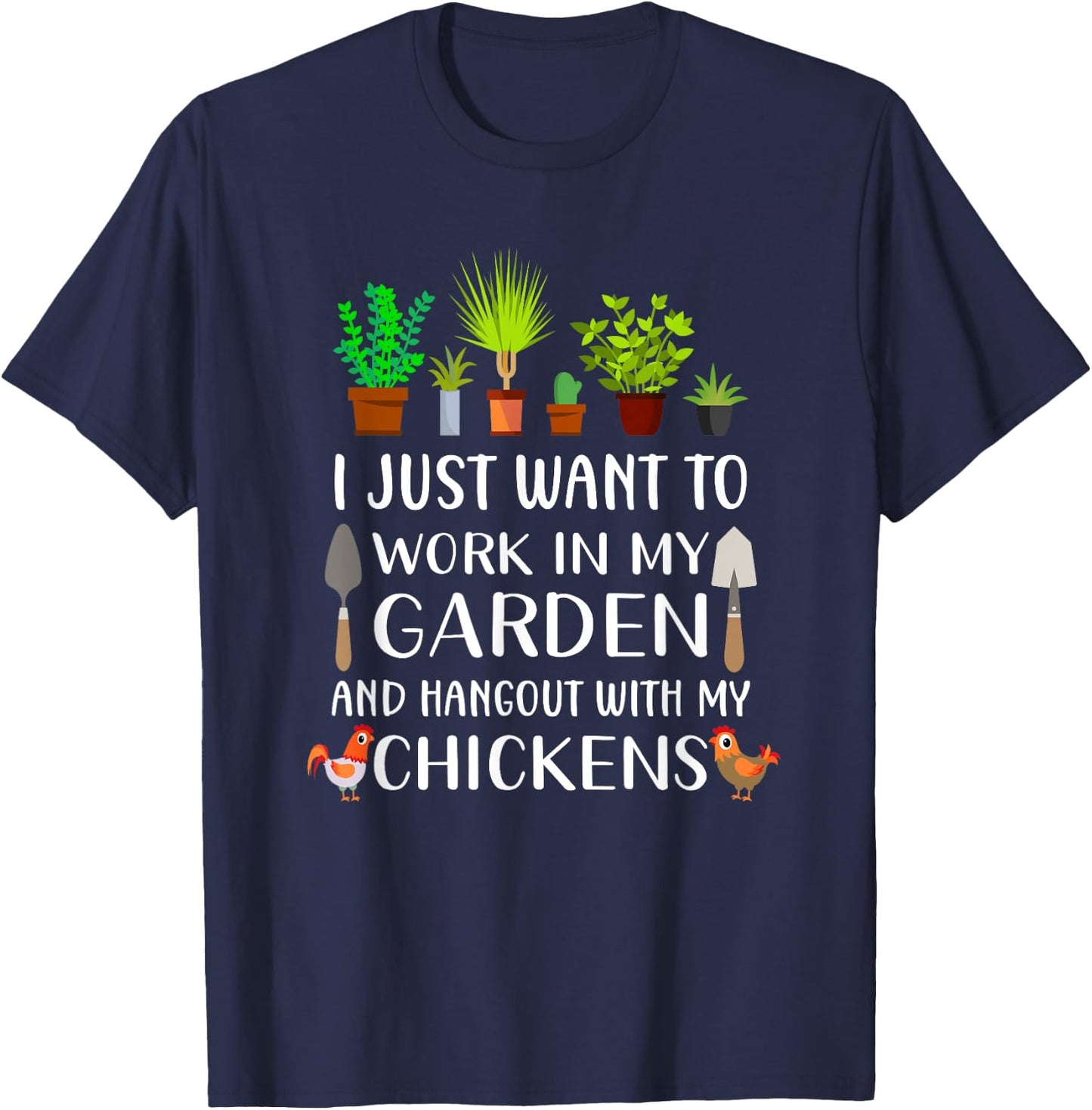 Chicken lover funny gardening shirt women, Gardener T-Shirt - T-Shirt | Navy