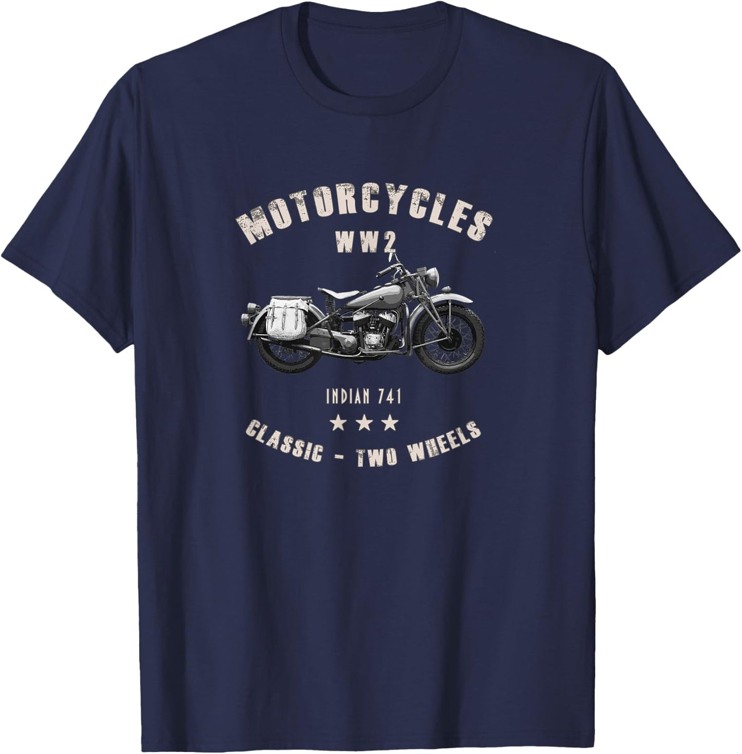 Indian 741 Classic Motorcycle WW2 T-Shirt - T-Shirt | Navy