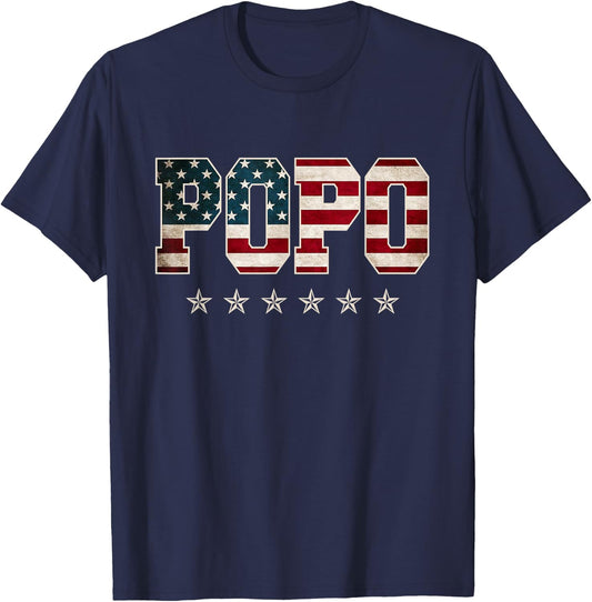 Popo Gift Father's Day American Flag 4th of July T-Shirt - T-Shirt | Navy