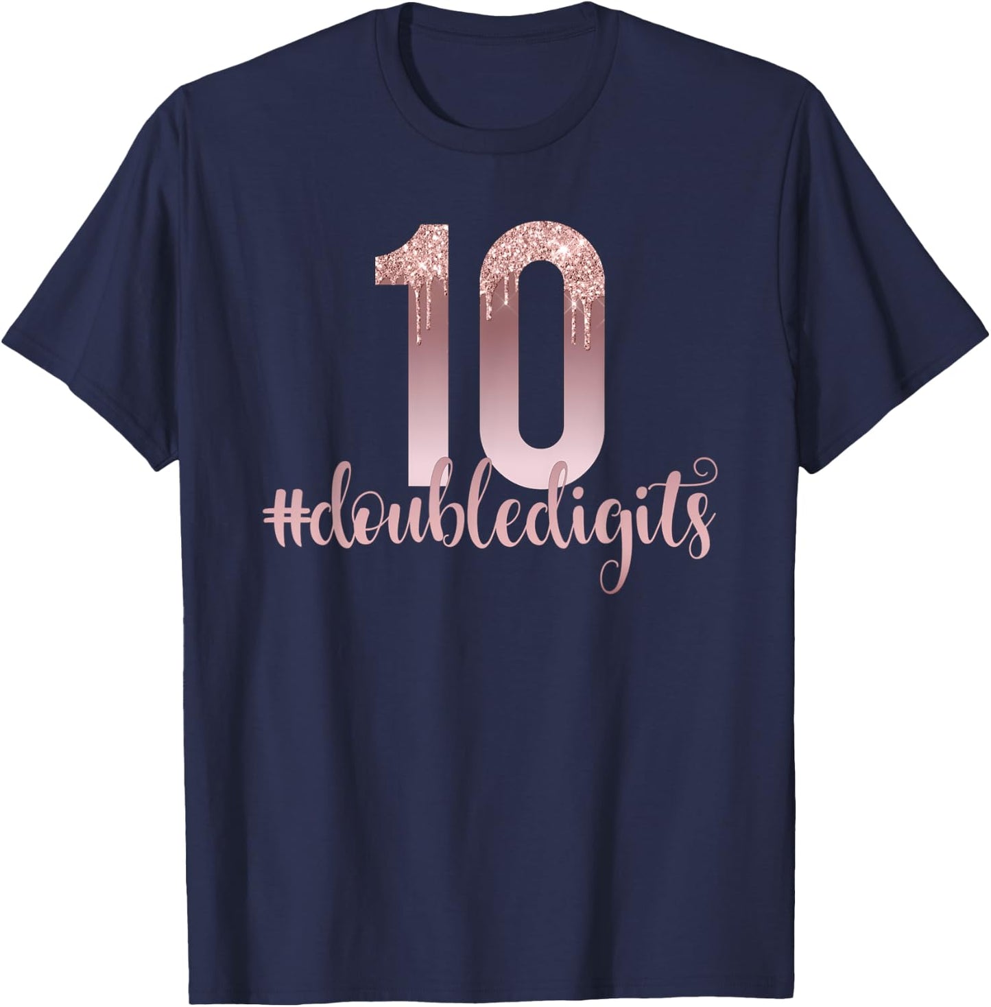 10th Birthday Two Digit Girl Ten Dripping Rose T-Shirt - T-Shirt | Navy