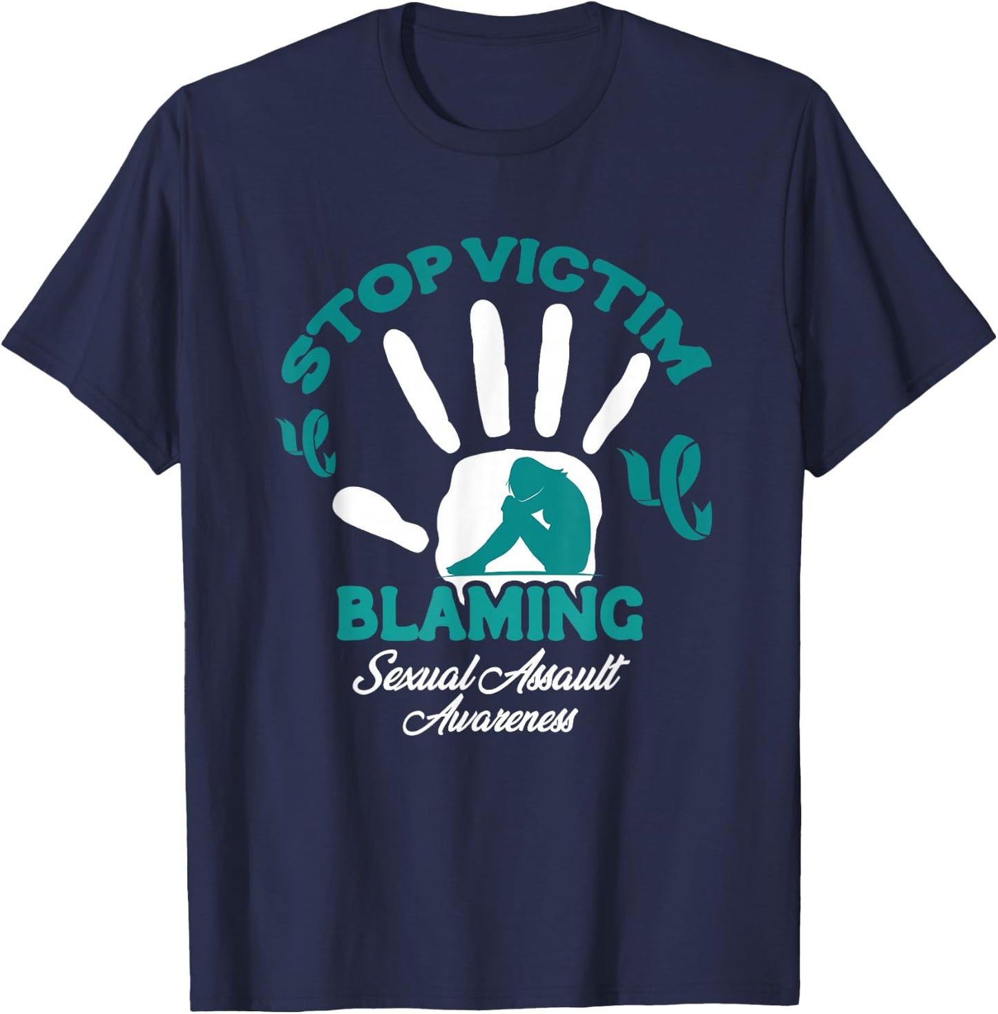 Stop Victim Blaming Violence Sexual Assault Awareness Month T-Shirt - T-Shirt | Navy